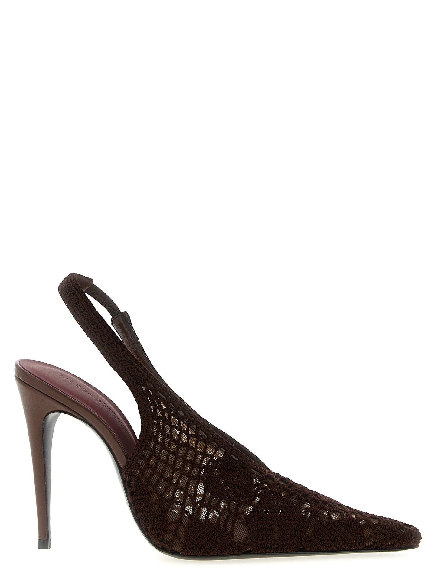 Magda Butrym Brown Crochet Slingback High Heel Pumps