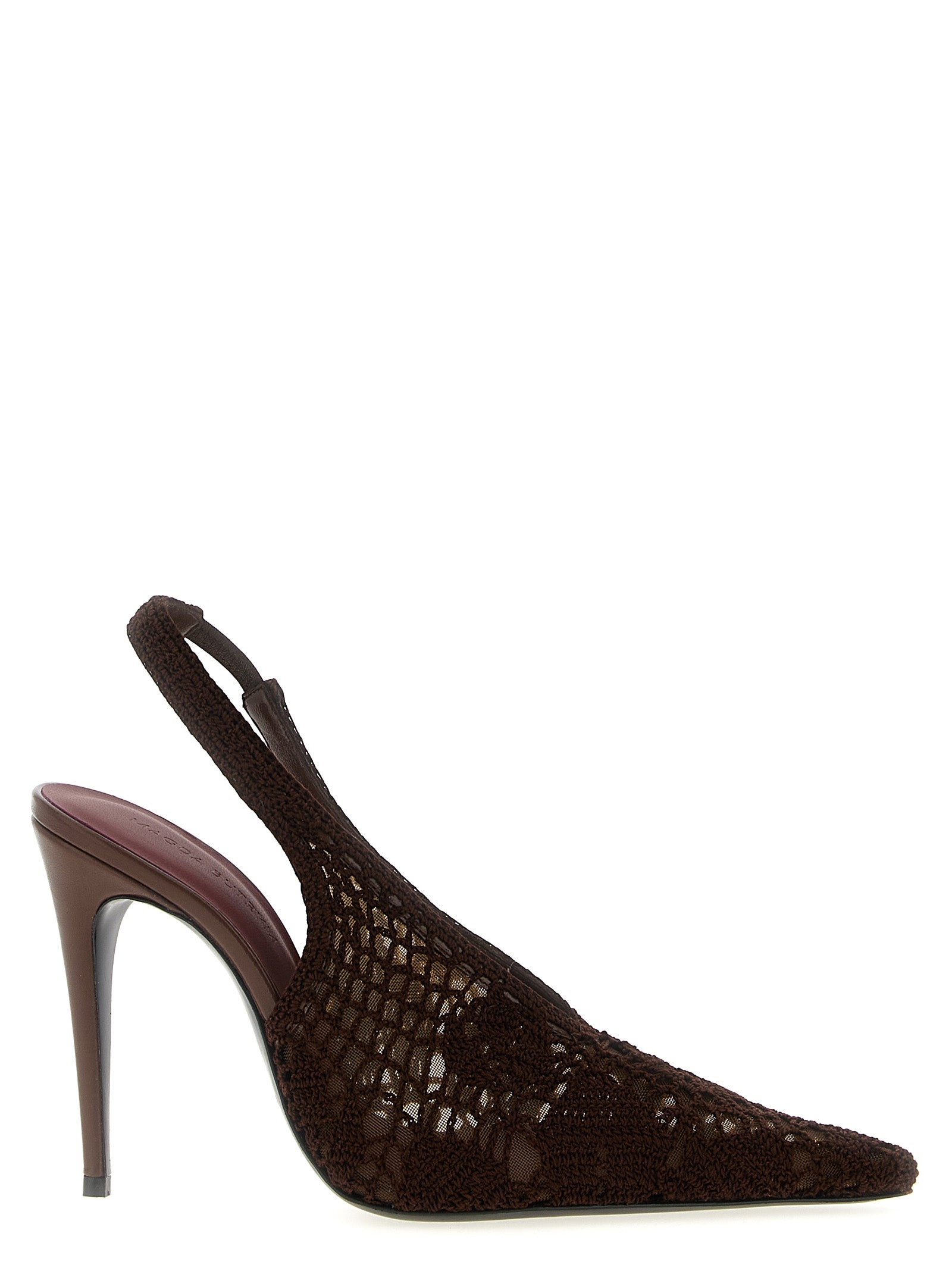 Magda Butrym Brown Crochet Slingback High Heel Pumps