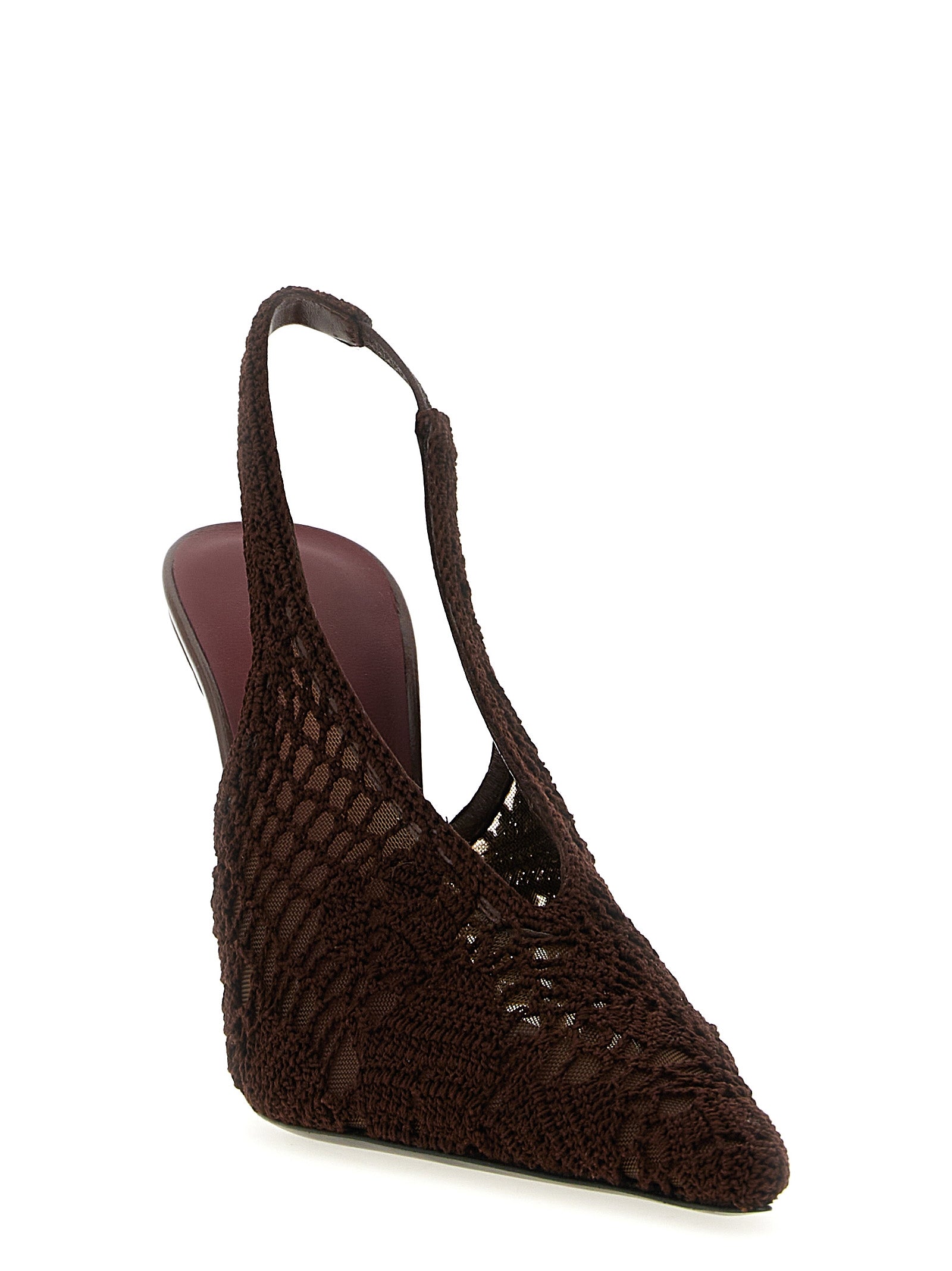 Magda Butrym Brown Crochet Slingback High Heel Pumps