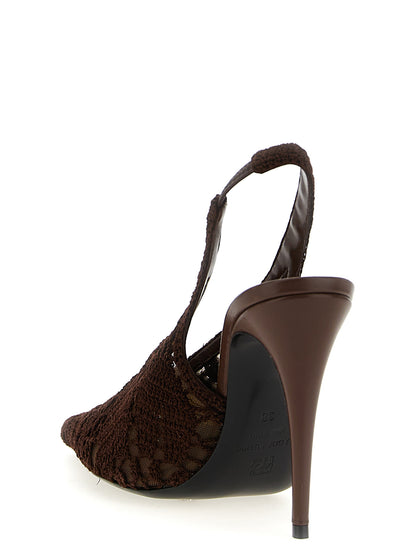 Magda Butrym Brown Crochet Slingback High Heel Pumps