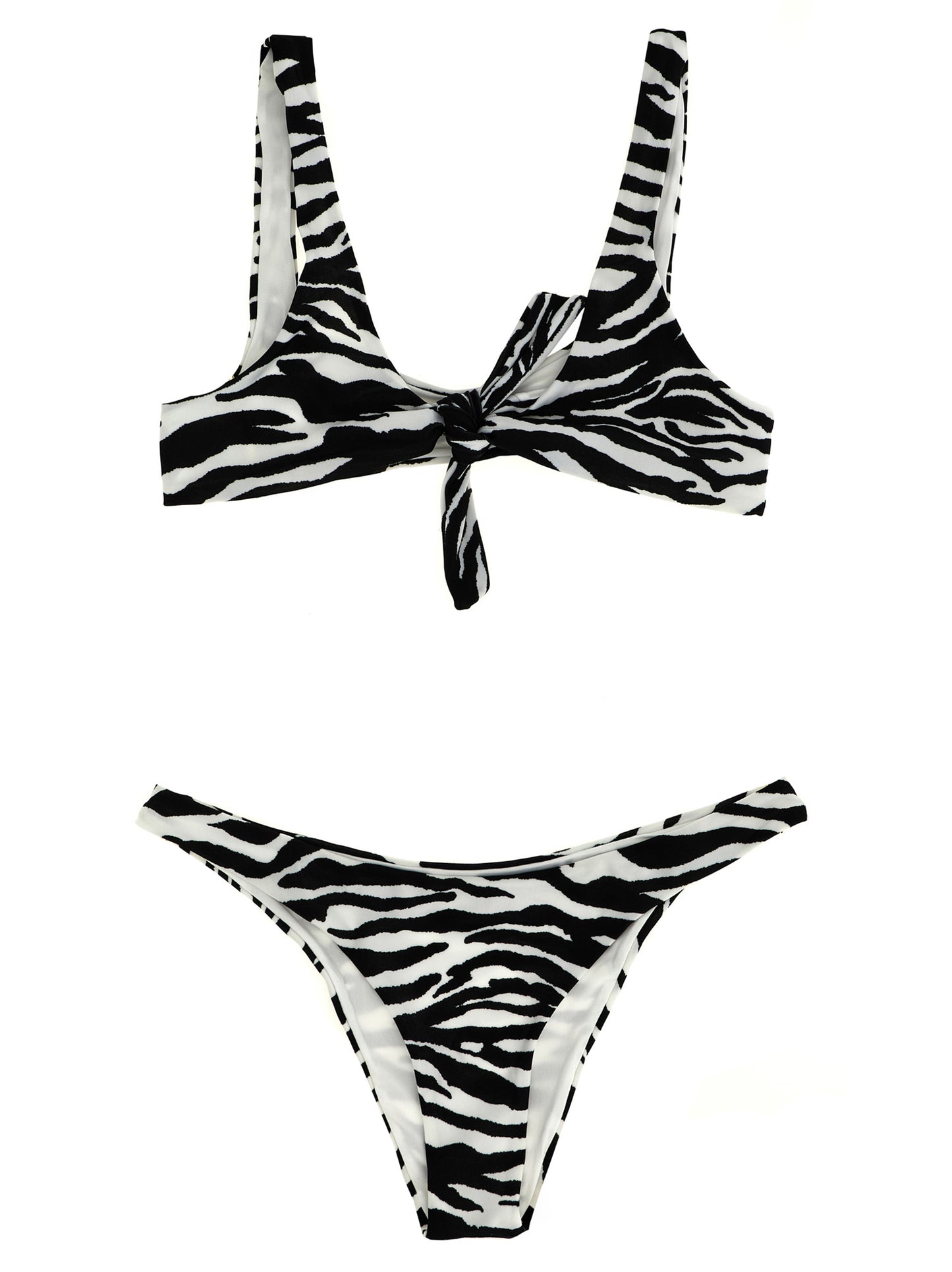 The Attico Black & White Zebra Print Bikini