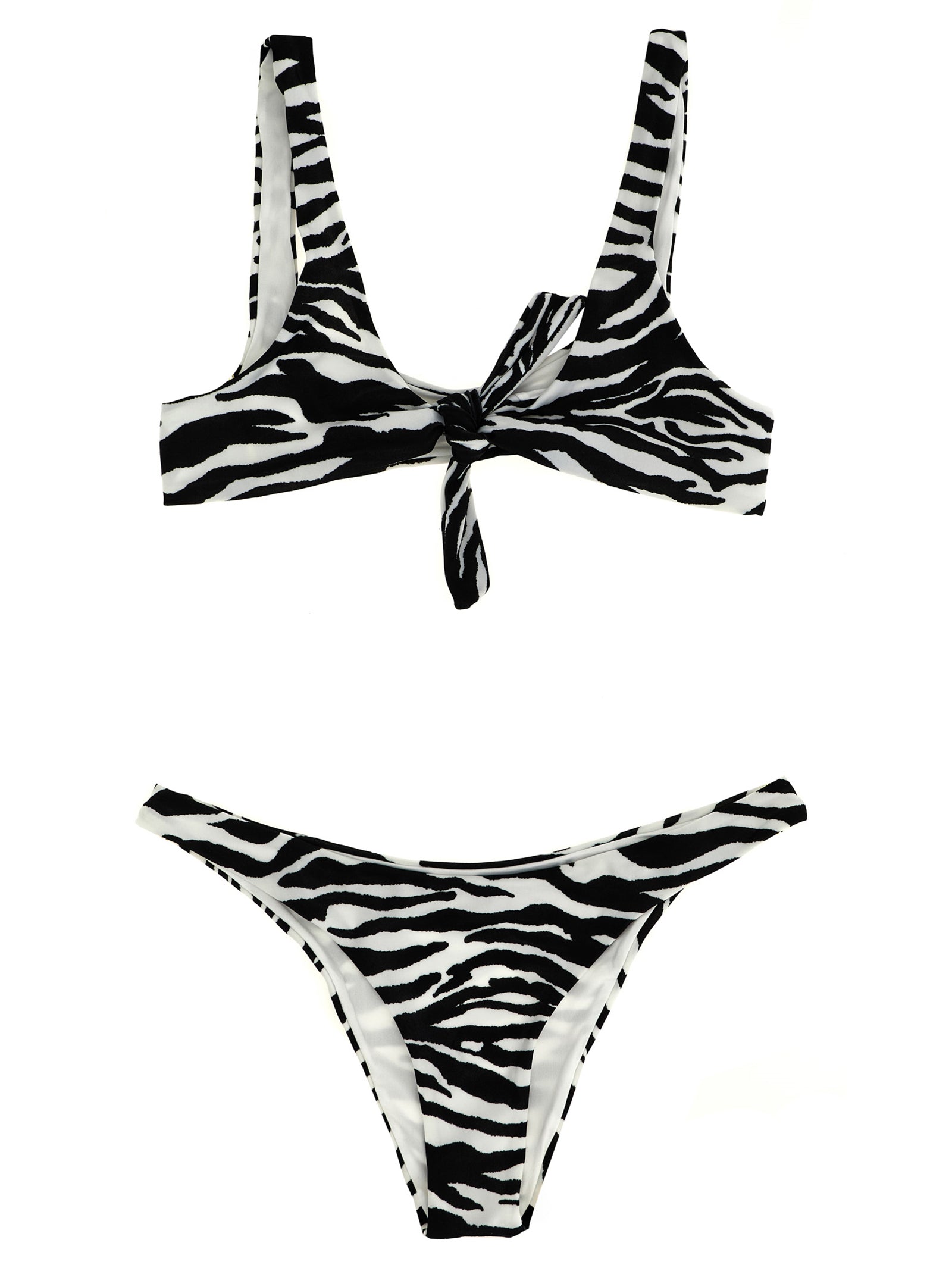 The Attico Black & White Zebra Print Bikini