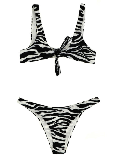 The Attico Black & White Zebra Print Bikini
