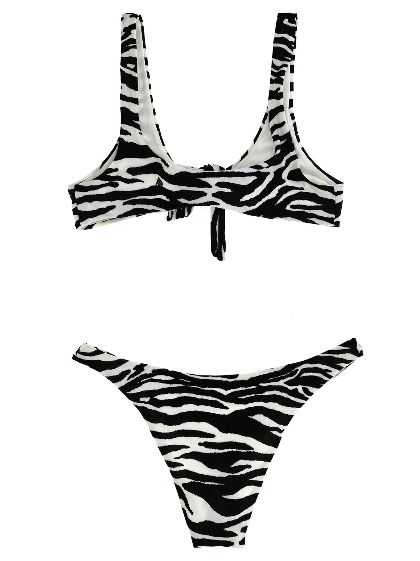 The Attico Black & White Zebra Print Bikini