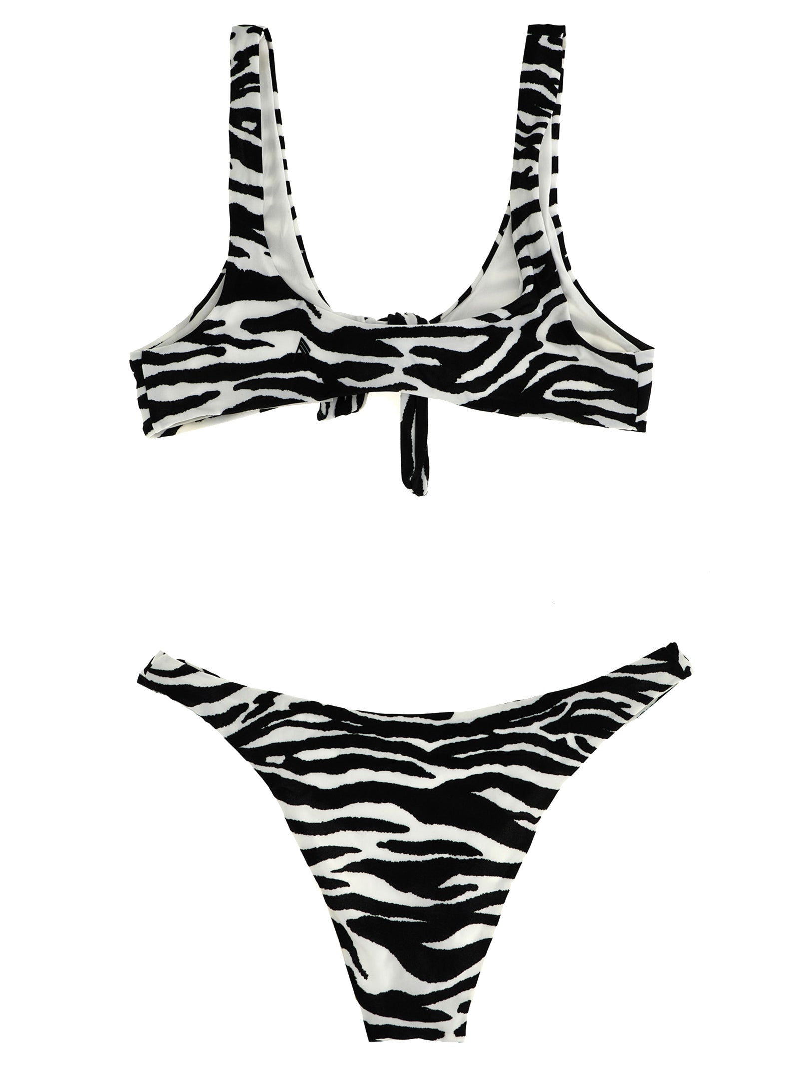 The Attico Black & White Zebra Print Bikini