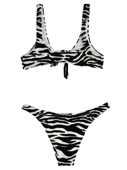 The Attico Black & White Zebra Print Bikini