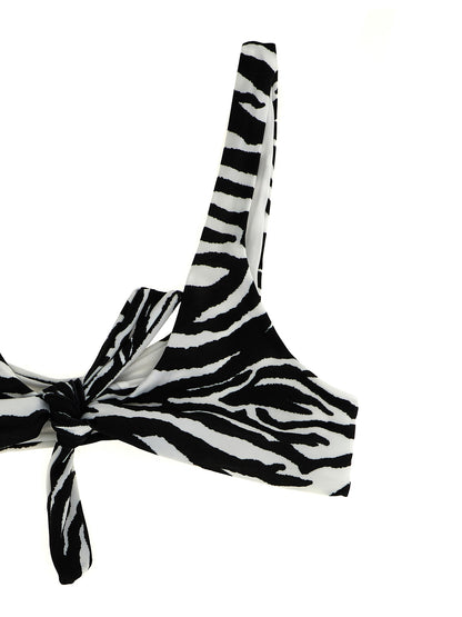The Attico Black & White Zebra Print Bikini