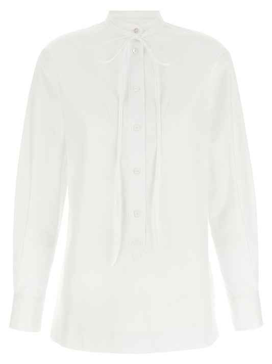 Gucci White Cotton Poplin Blouse with Stripe Collar and Double G Embroidery