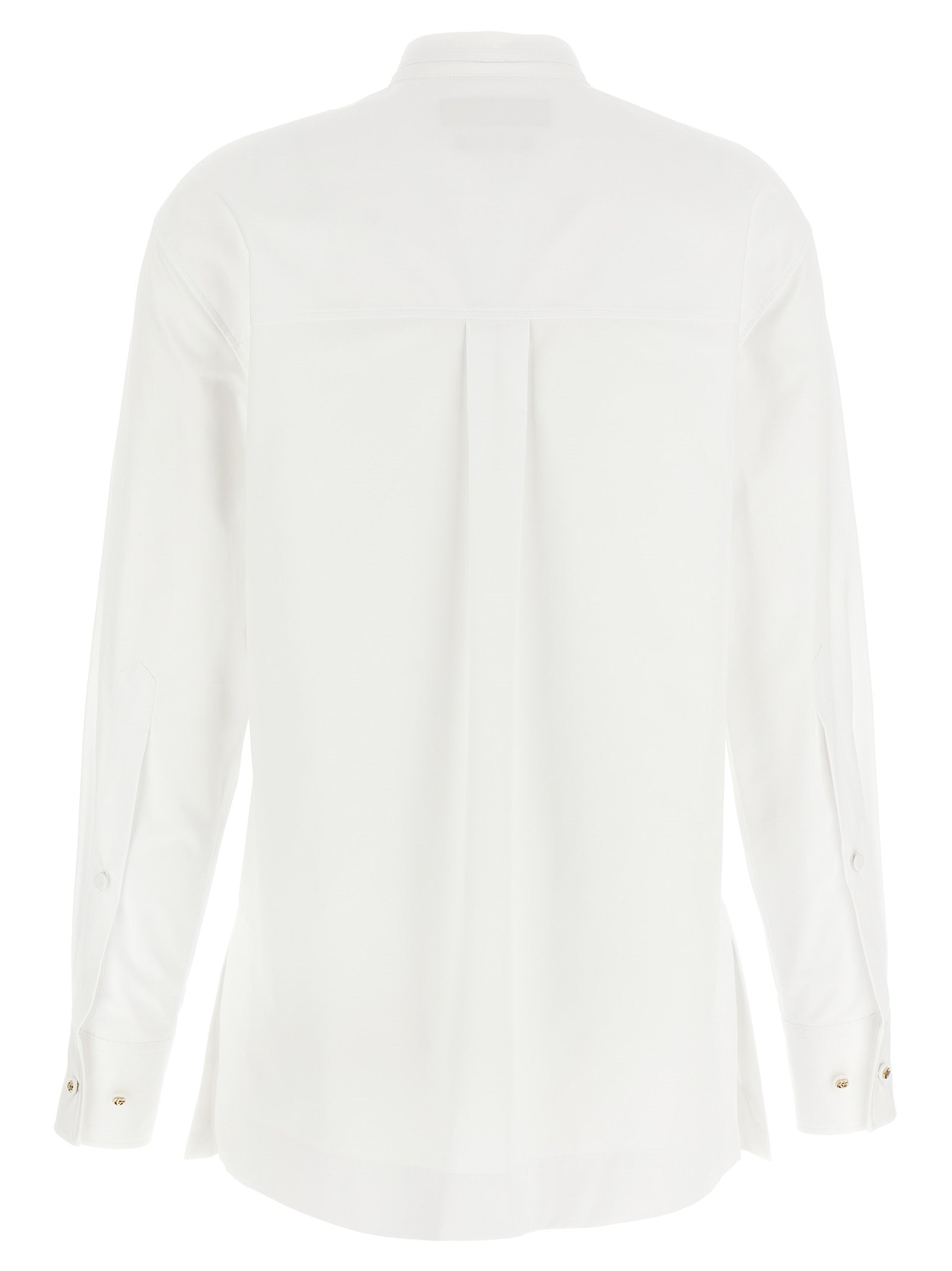 Gucci White Cotton Poplin Blouse with Stripe Collar and Double G Embroidery