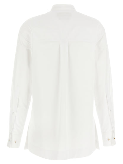 Gucci White Cotton Poplin Blouse with Stripe Collar and Double G Embroidery