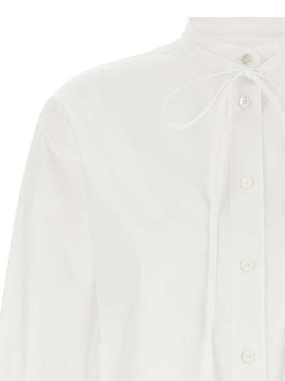 Gucci White Cotton Poplin Blouse with Stripe Collar and Double G Embroidery