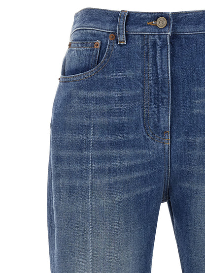 Valentino Garavani Blue Cotton Flared Jeans
