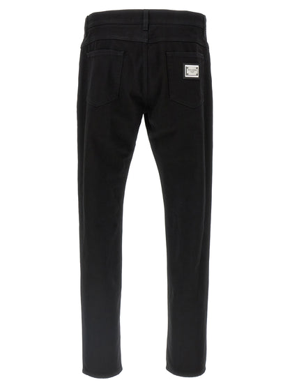 Dolce & Gabbana Black Cotton Straight-Leg Jeans