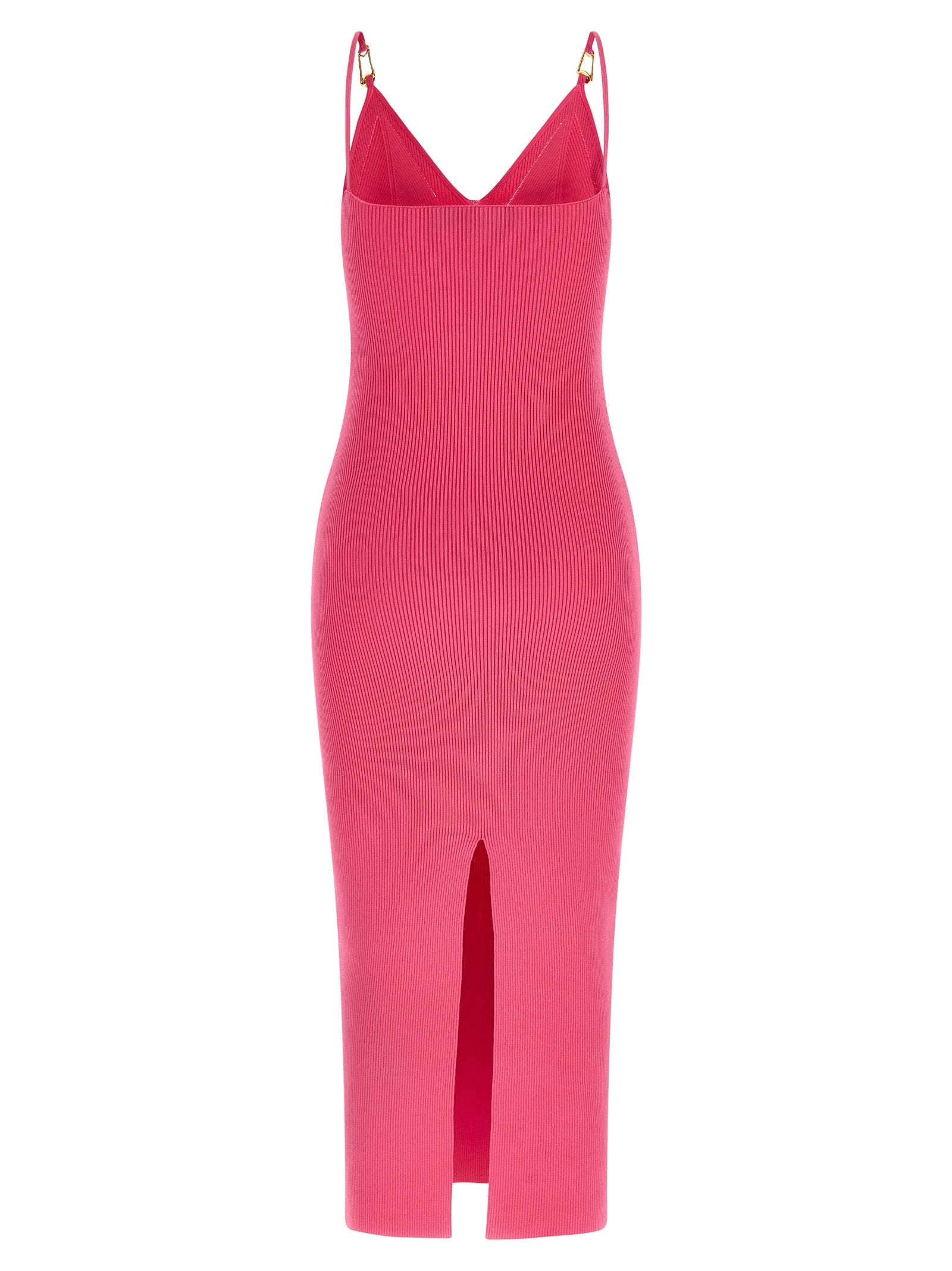 Versace Fuchsia Stretch Ribbed Knit Midi Dress
