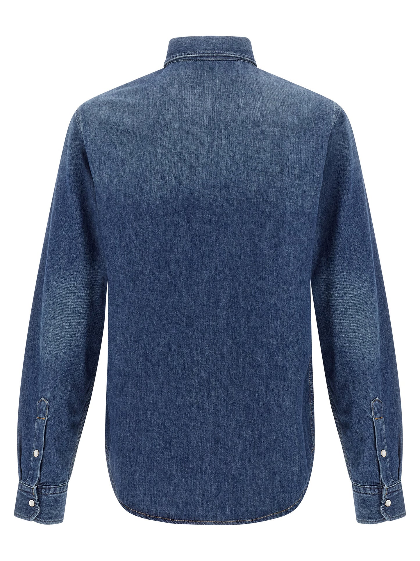 Versace Blue Cotton Denim Shirt with Medusa Patch