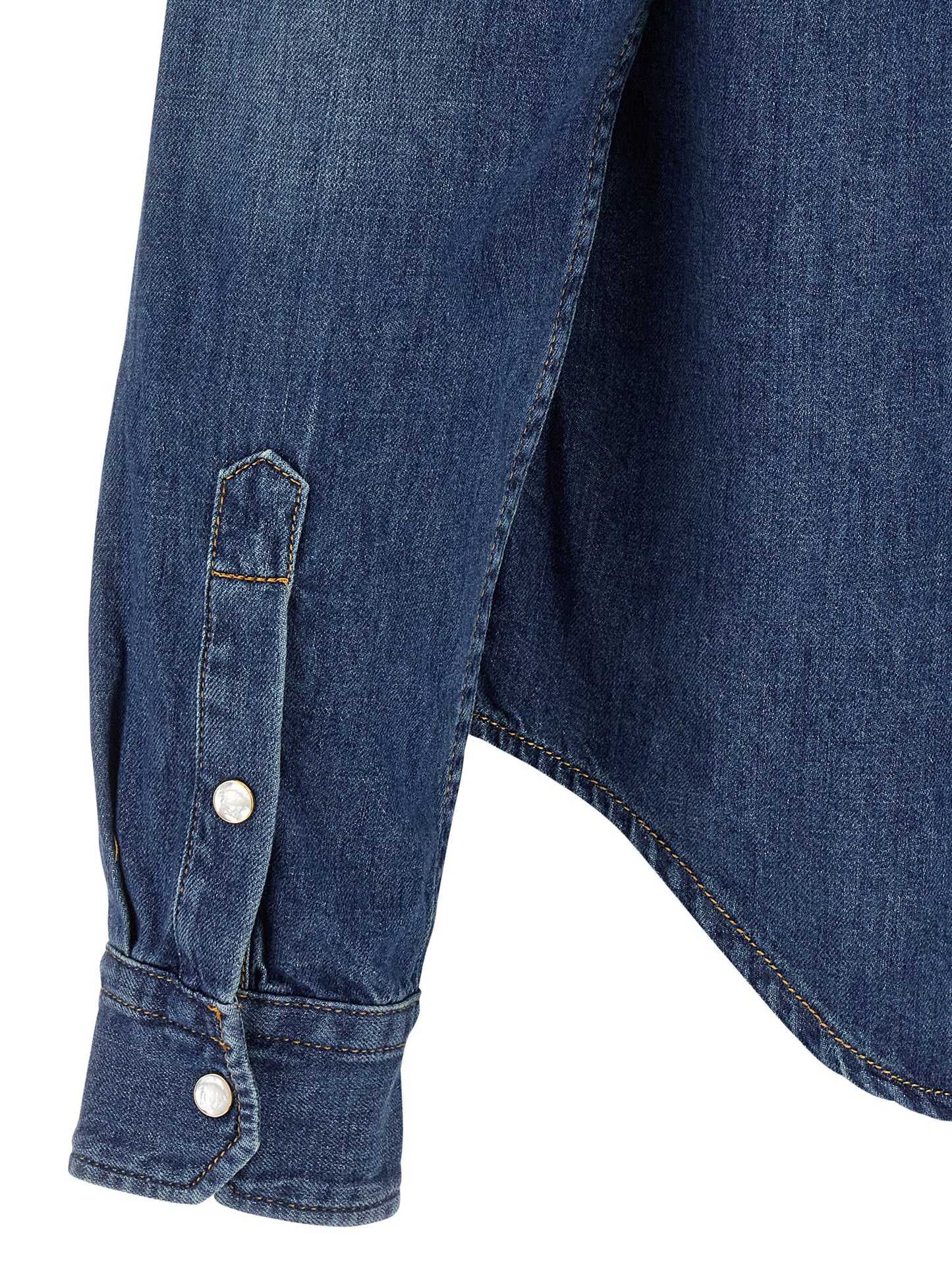 Versace Blue Cotton Denim Shirt with Medusa Patch