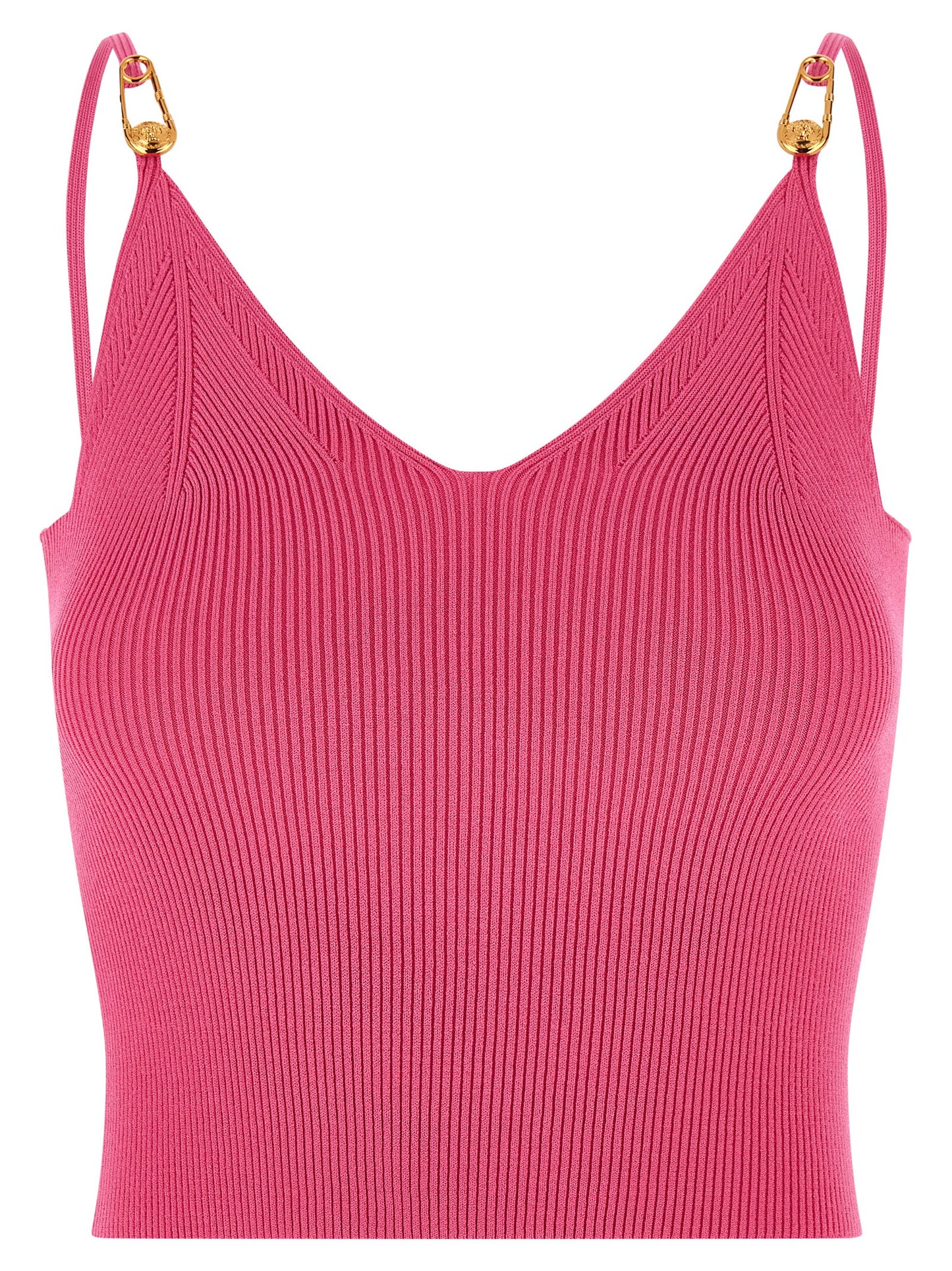 Versace Fuchsia Viscose Sleeveless Top with Safety Pin Details