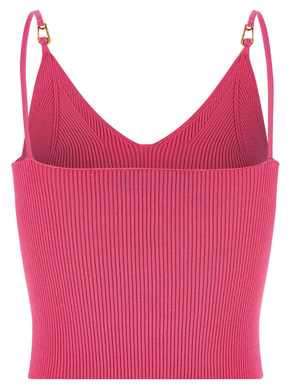 Versace Fuchsia Viscose Sleeveless Top with Safety Pin Details