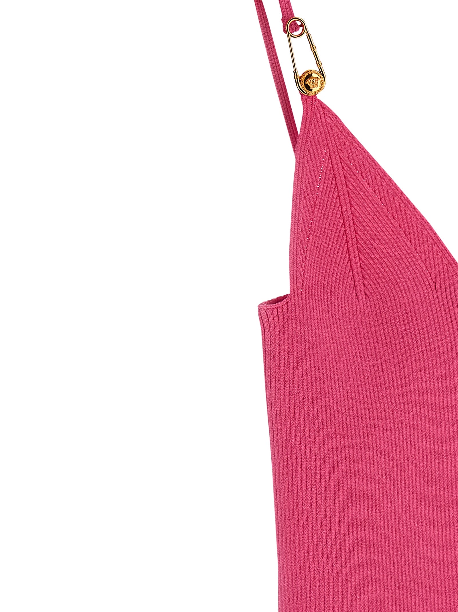 Versace Fuchsia Viscose Sleeveless Top with Safety Pin Details