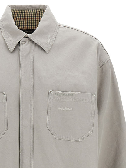 Balenciaga Workwear Overshirt in Gray Cotton
