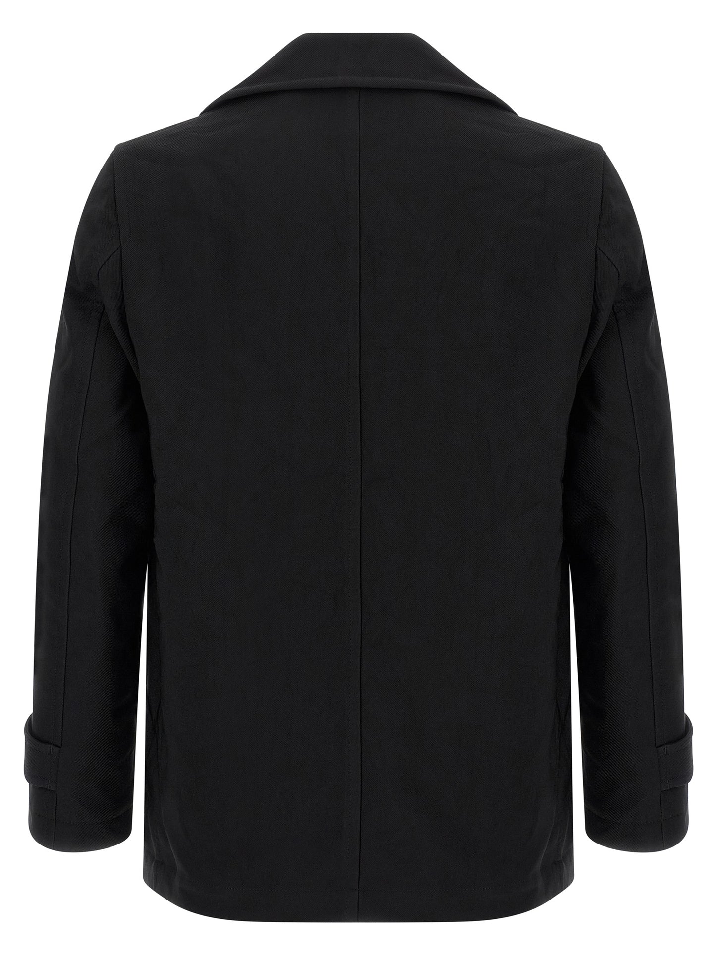 Comme Des Garçons Black Double-Breasted Polyester Coat