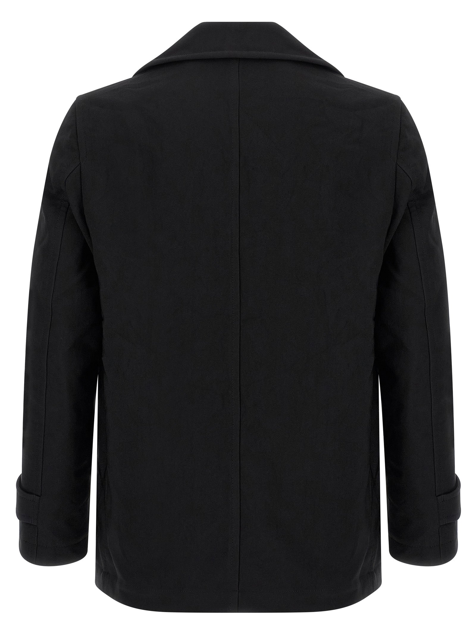 Comme Des Garçons Black Double-Breasted Polyester Coat