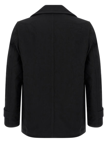 Comme Des Garçons Black Double-Breasted Polyester Coat