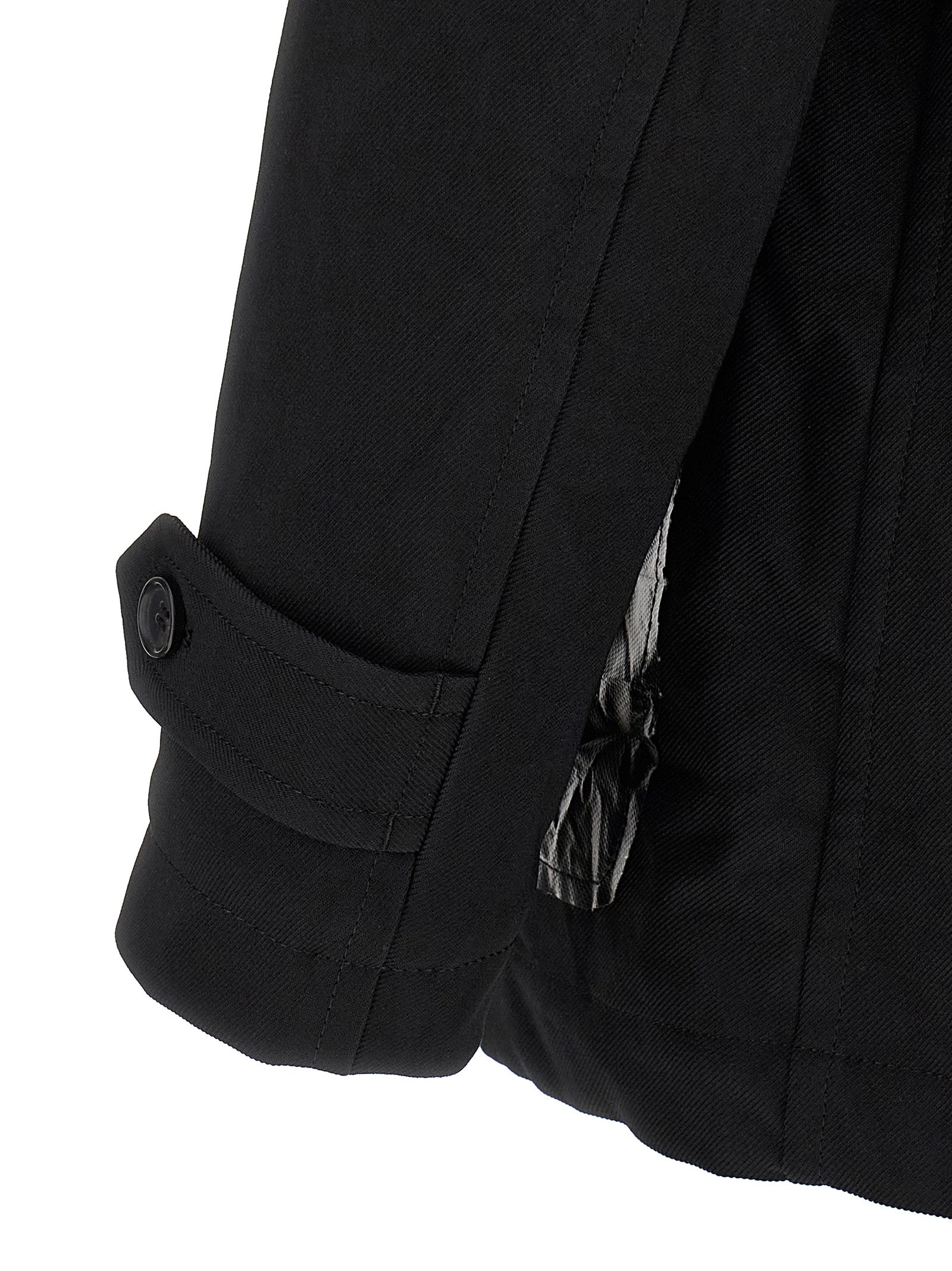 Comme Des Garçons Black Double-Breasted Polyester Coat