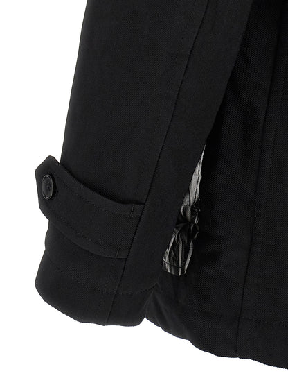 Comme Des Garçons Black Double-Breasted Polyester Coat