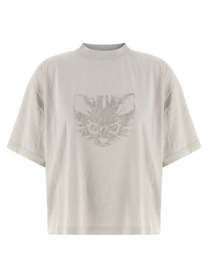 Balenciaga White Cotton 'Kittycat' Crop T-Shirt
