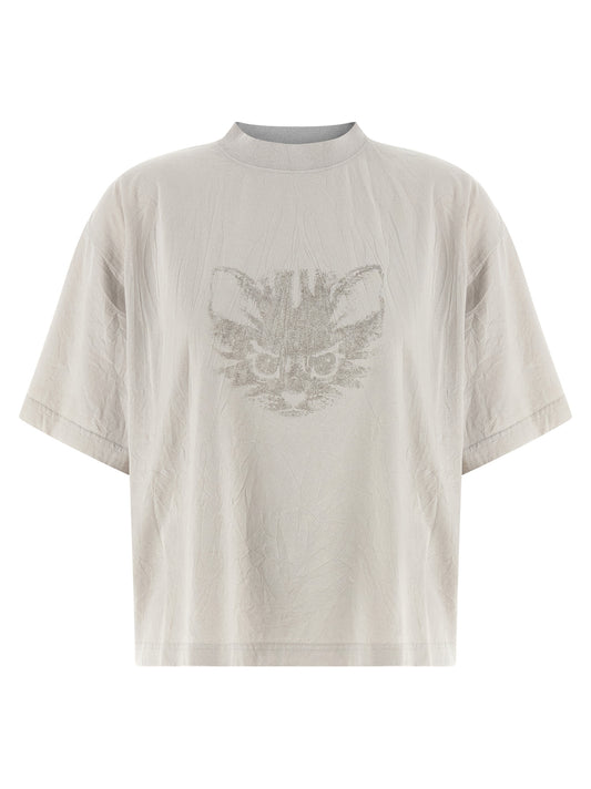 Balenciaga White Cotton 'Kittycat' Crop T-Shirt