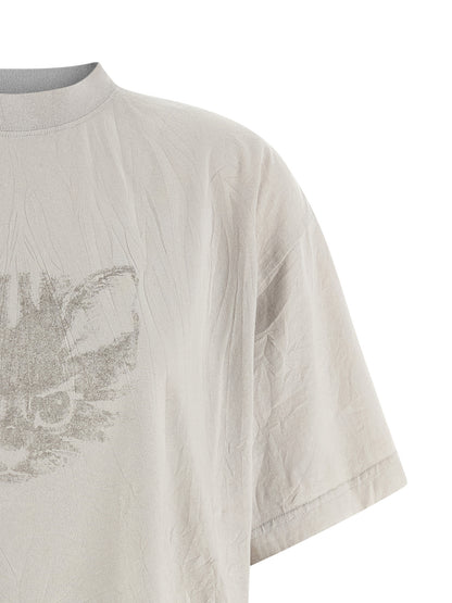 Balenciaga White Cotton 'Kittycat' Crop T-Shirt