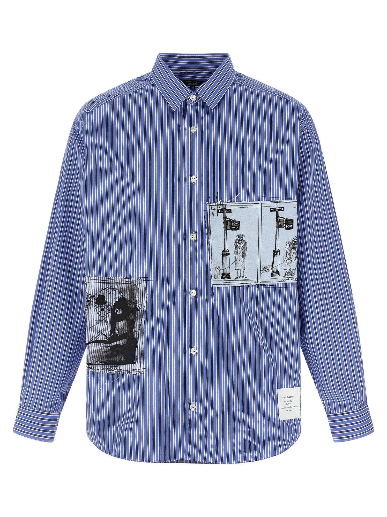 Comme Des Garçons Blue Striped Cotton Poplin Blouse