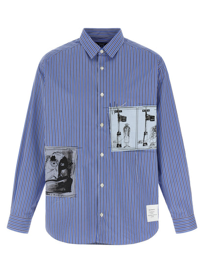 Comme Des Garçons Blue Striped Cotton Poplin Blouse