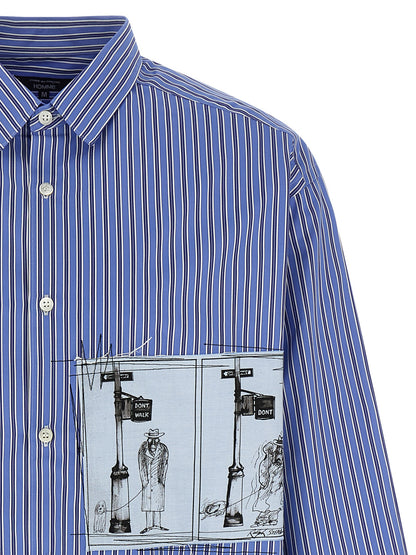 Comme Des Garçons Blue Striped Cotton Poplin Blouse