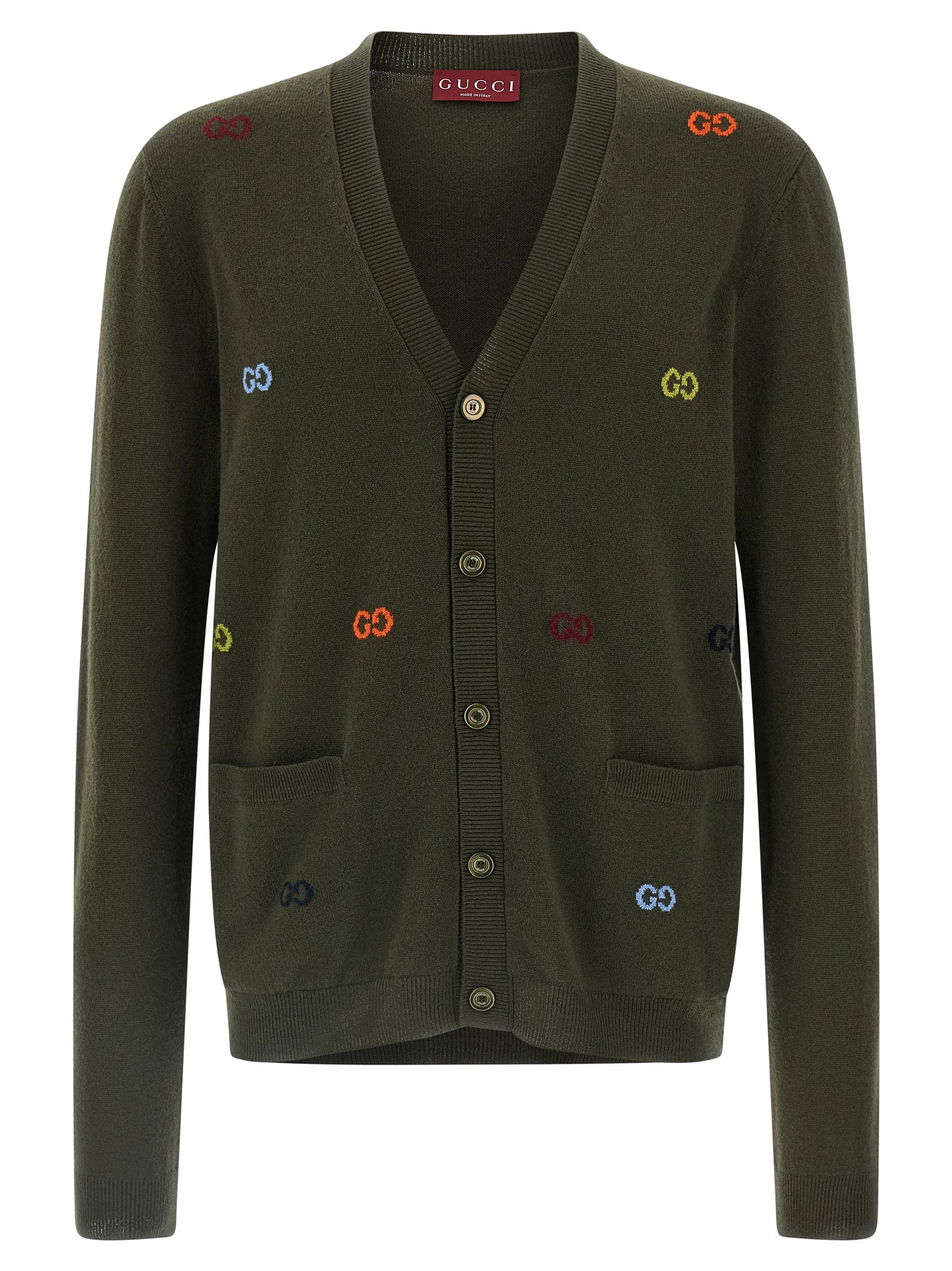 Gucci Bicolor Cashmere Cardigan in Green