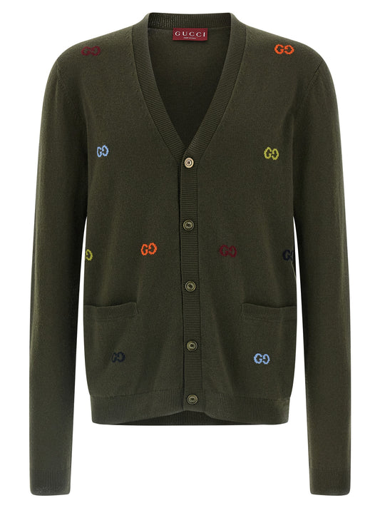 Gucci Bicolor Cashmere Cardigan in Green
