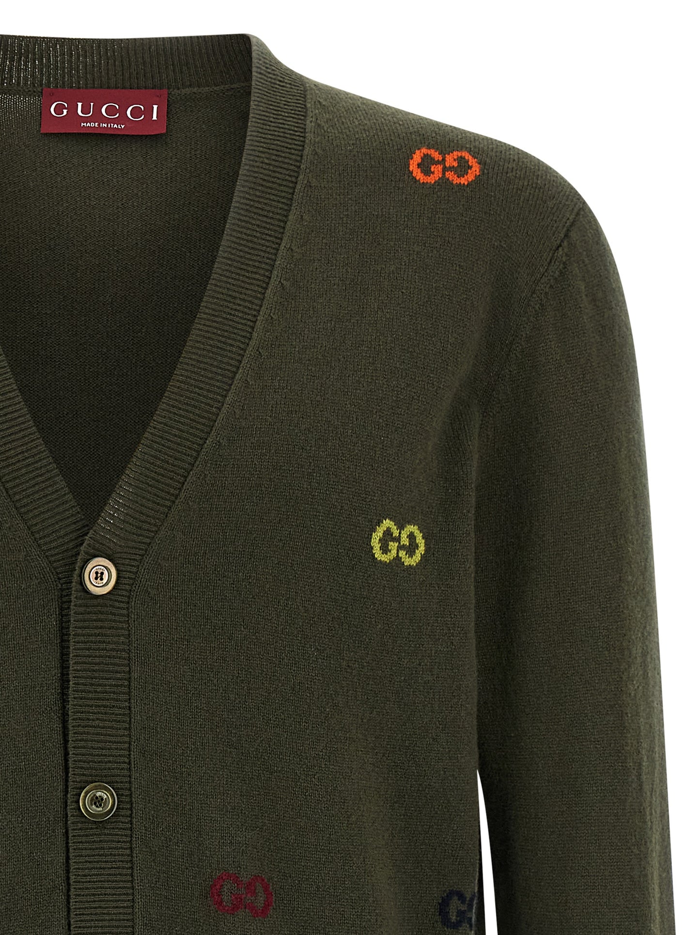 Gucci Bicolor Cashmere Cardigan in Green