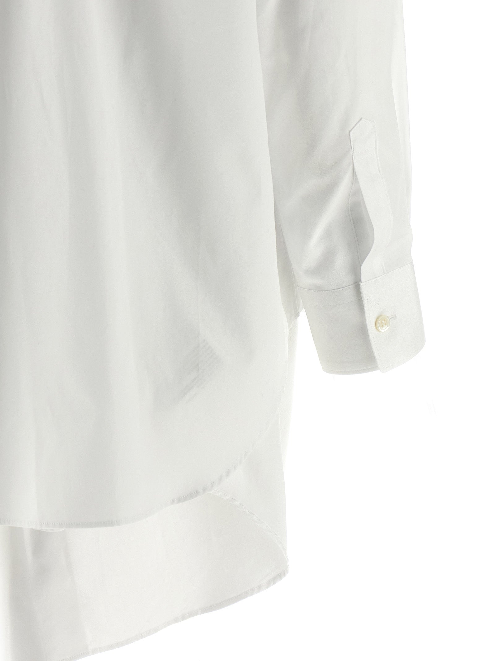 Comme des Garçons White Cotton Poplin Blouse with Asymmetrical Hem