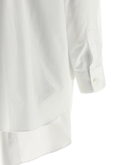 Comme des Garçons White Cotton Poplin Blouse with Asymmetrical Hem