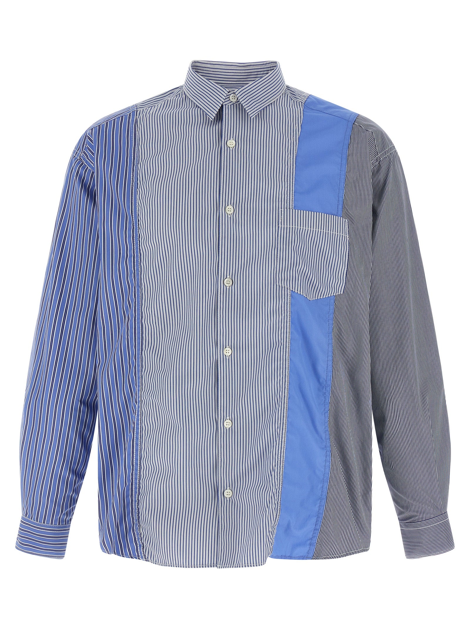 Comme des Garçons Blue Cotton Patchwork Blouse