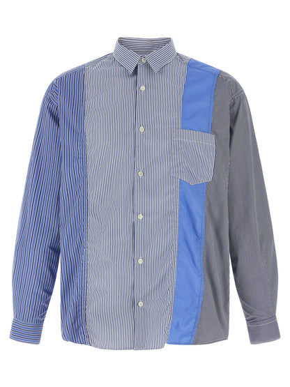 Comme des Garçons Blue Cotton Patchwork Blouse