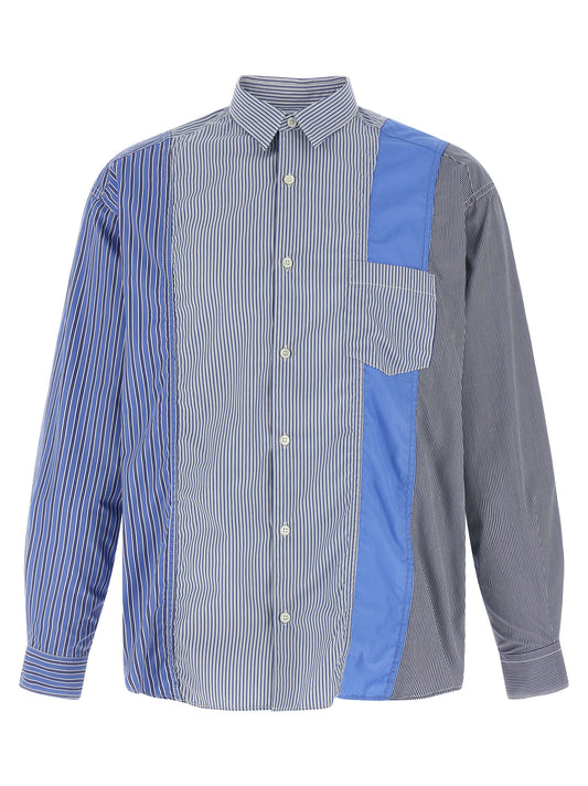Comme des Garçons Blue Cotton Patchwork Blouse