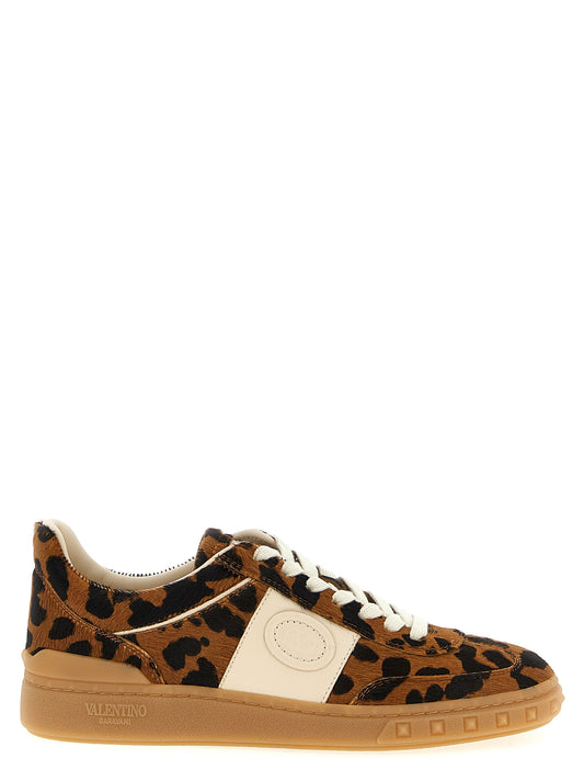 Valentino Garavani Brown Leopard Calfskin Low Top Sneakers