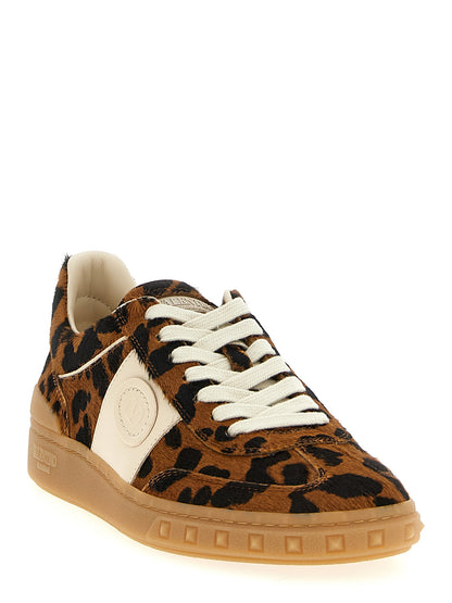 Valentino Garavani Brown Leopard Calfskin Low Top Sneakers