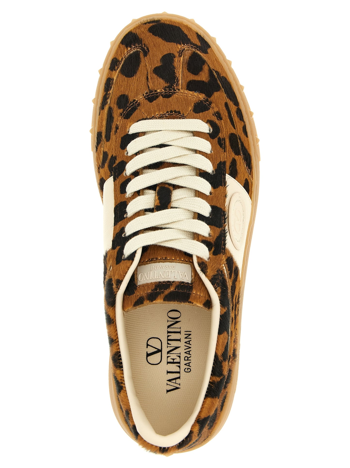 Valentino Garavani Brown Leopard Calfskin Low Top Sneakers
