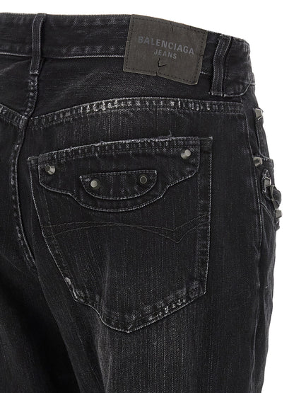Balenciaga Black Cotton Straight-Leg Jeans - City Model