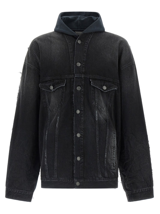 Balenciaga Black Hybrid Denim Jacket