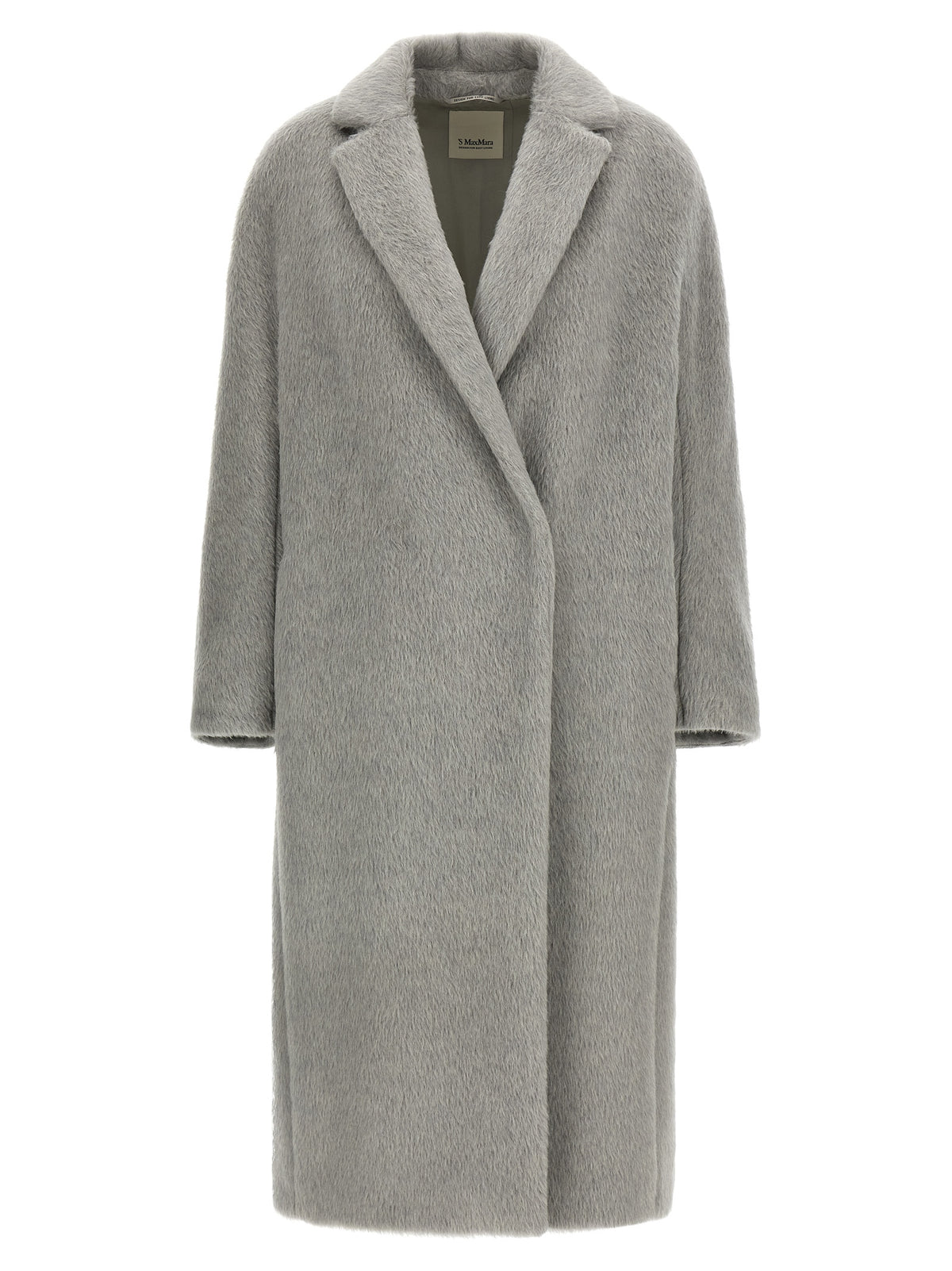 S Max Mara Gray Alpaca Leather Coat
