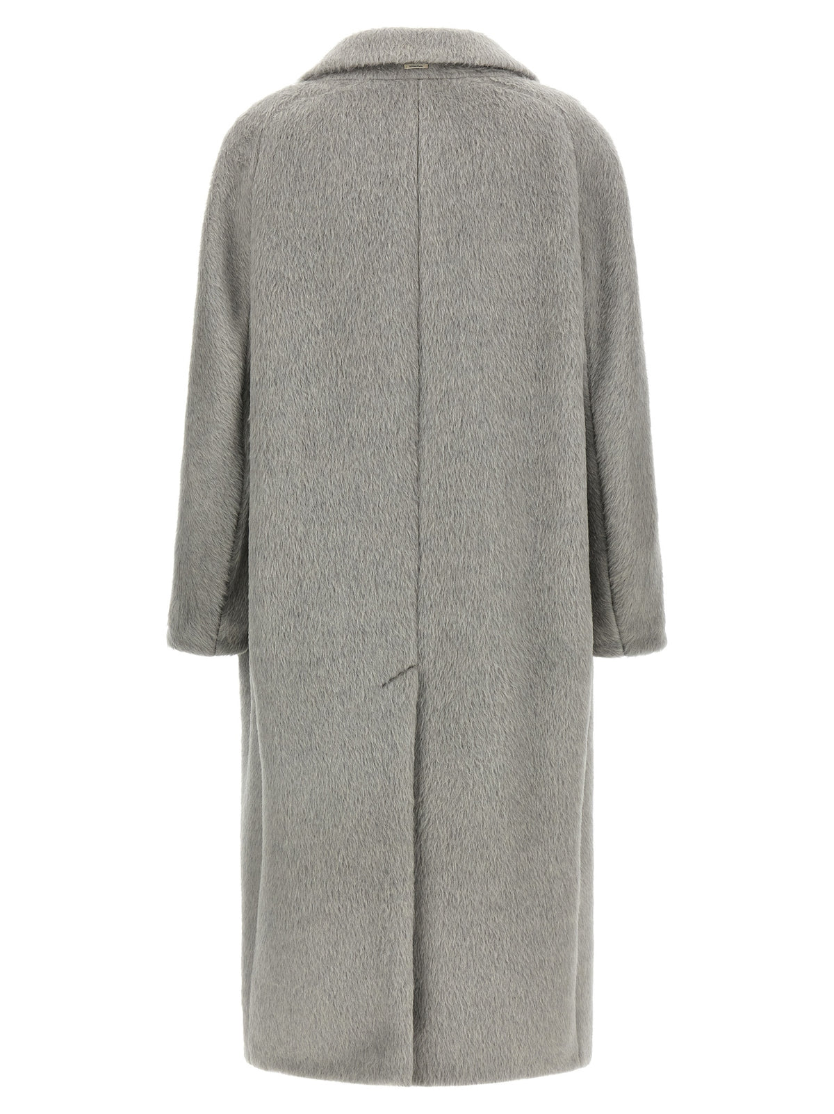 S Max Mara Gray Alpaca Leather Coat